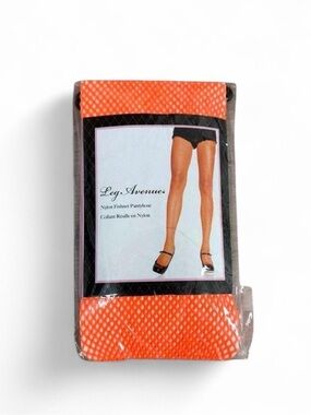 Y2K Deadstock 2000s scene rave leg avenue orange neon fishnets tights